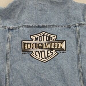 Harley Davidson Denim Jacket Womens Extra Large Trucker Light Wash Biker